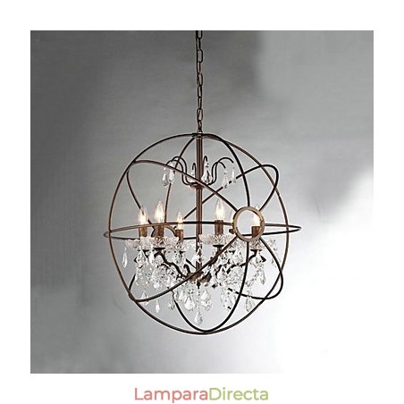 Lámpara de araña de metal con pintura de cristal vintage Lámpara de araña de metal con pintura de cristal vintage