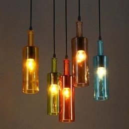 Lámpara colgante con forma de botella que restaura el color de la luz difusa y las formas antiguas
