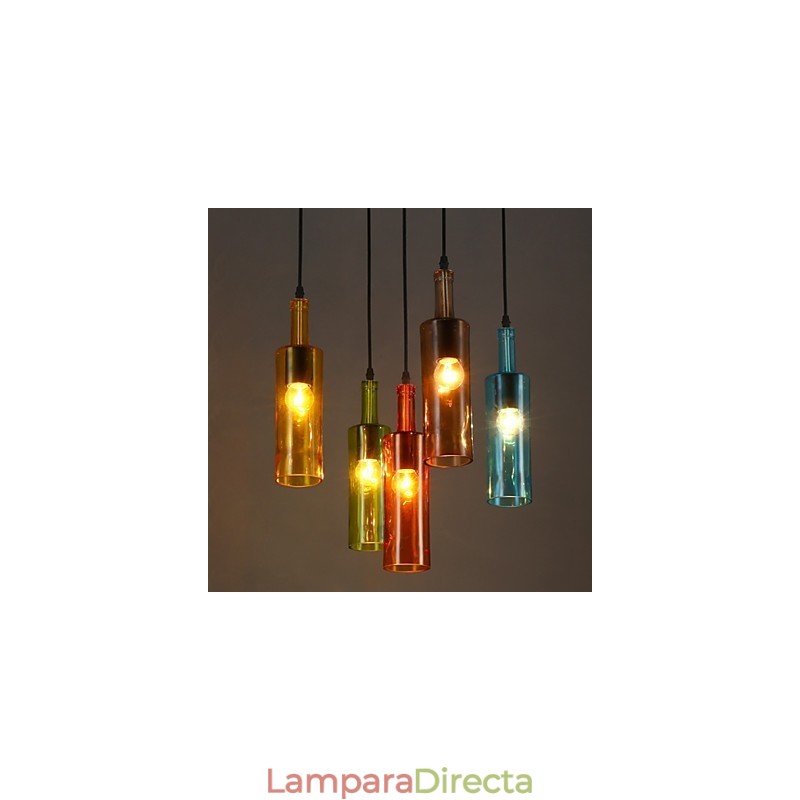 Lámpara colgante con forma de botella que restaura el color de la luz difusa y las formas antiguas