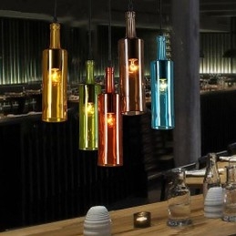 Lámpara colgante con forma de botella que restaura el color de la luz difusa y las formas antiguas