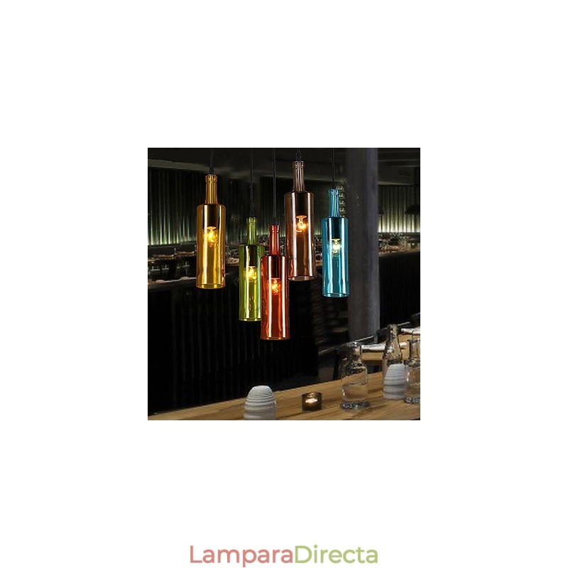 Lámpara colgante con forma de botella que restaura el color de la luz difusa y las formas antiguas