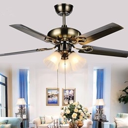 Ventiladores de techo Luxe Eco, modernos, con luz, aspas de 42 pulgadas y acabado en acero cepillado.