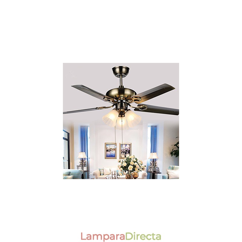 Ventiladores de techo Luxe Eco, modernos, con luz, aspas de 42 pulgadas y acabado en acero cepillado.