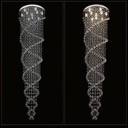 Lámpara de techo colgante, lámpara de iluminación con cristal K9 de doble espiral