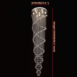 Lámpara de techo colgante, lámpara de iluminación con cristal K9 de doble espiral