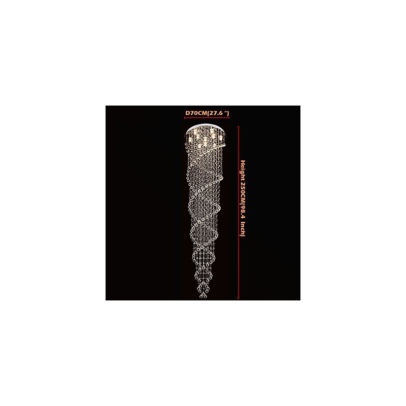 Lámpara de techo colgante, lámpara de iluminación con cristal K9 de doble espiral