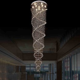 Lámpara de techo colgante, lámpara de iluminación con cristal K9 de doble espiral