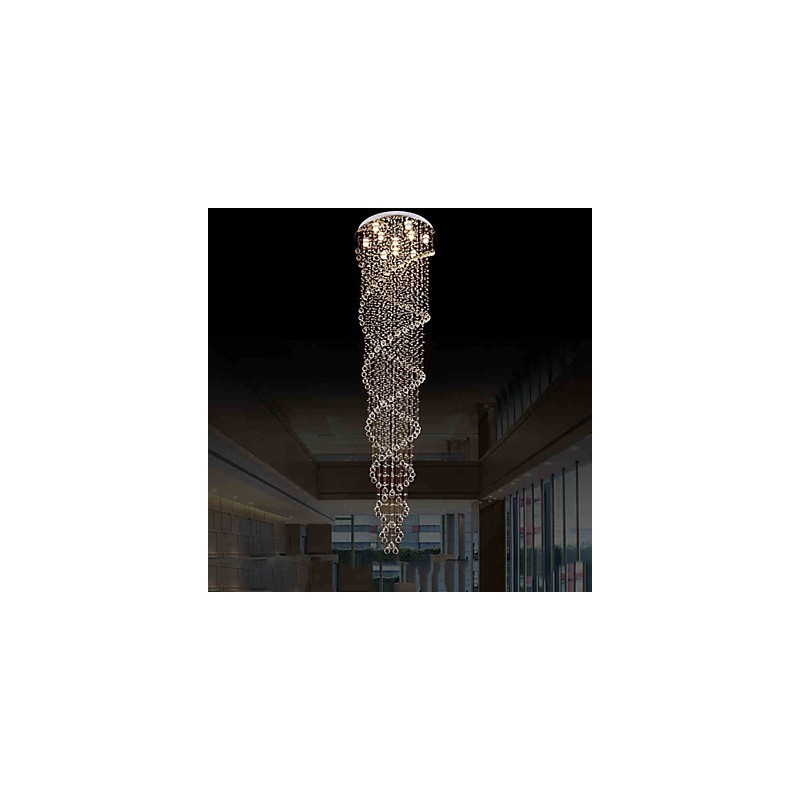 Lámpara de techo colgante, lámpara de iluminación con cristal K9 de doble espiral
