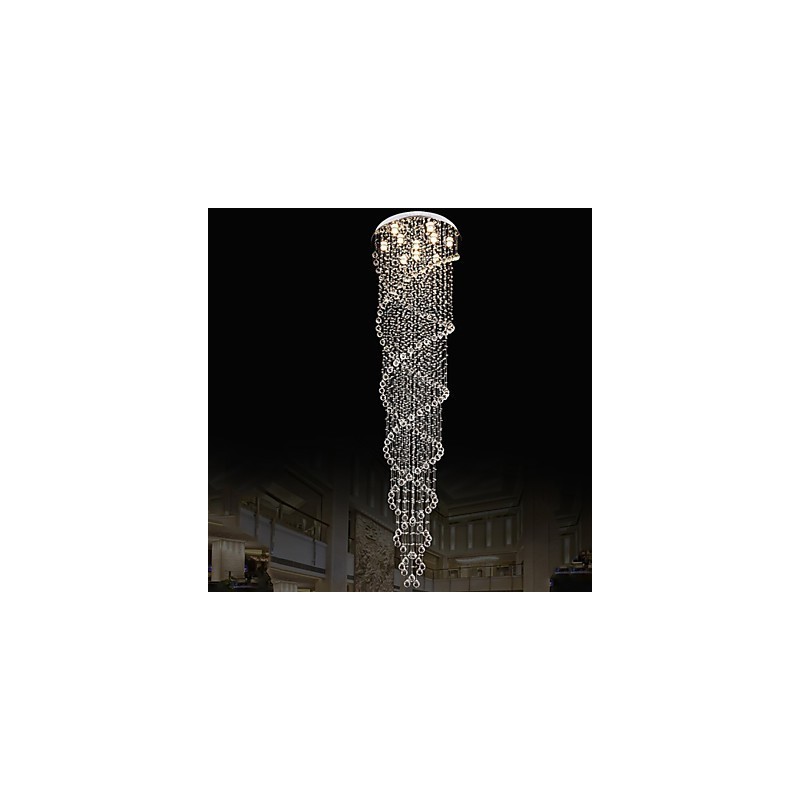 Lámpara de techo colgante, lámpara de iluminación con cristal K9 de doble espiral