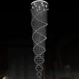 Lámpara de techo colgante, lámpara de iluminación con cristal K9 de doble espiral