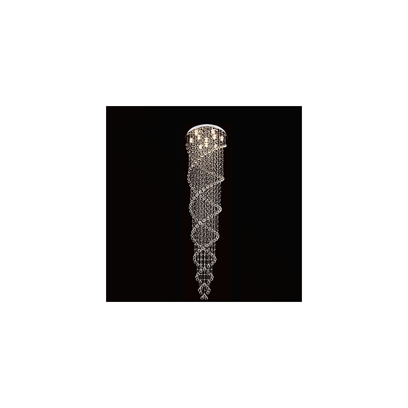 Lámpara de techo colgante, lámpara de iluminación con cristal K9 de doble espiral
