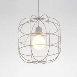 Lámpara colgante mini de jaula artística, 1 luz, acabado moderno y sencillo, metal blanco y negro, acero al carbono.