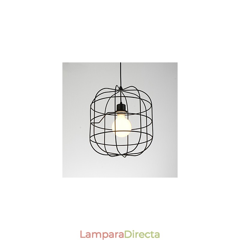 Lámpara colgante mini de jaula artística, 1 luz, acabado moderno y sencillo, metal blanco y negro, acero al carbono.