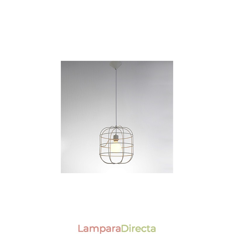 Lámpara colgante mini de jaula artística, 1 luz, acabado moderno y sencillo, metal blanco y negro, acero al carbono.