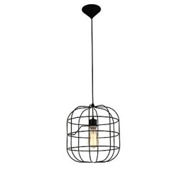 Lámpara colgante mini de jaula artística, 1 luz, acabado moderno y sencillo, metal blanco y negro, acero al carbono.