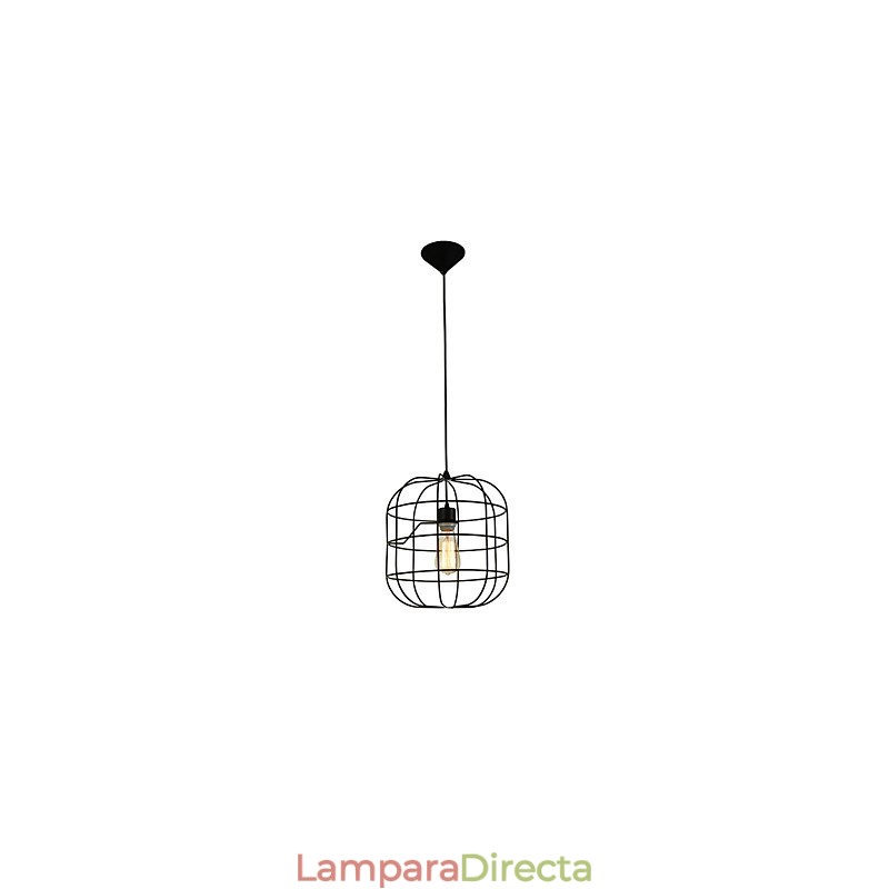 Lámpara colgante mini de jaula artística, 1 luz, acabado moderno y sencillo, metal blanco y negro, acero al carbono.