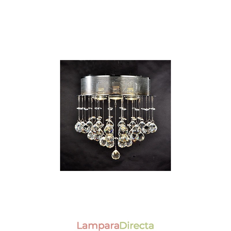 Lámpara empotrada clásica tradicional de metal cromado y cristal
