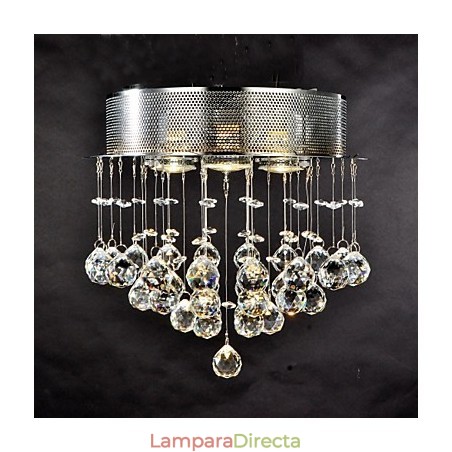 Lámpara empotrada clásica tradicional de metal cromado y cristal Lámpara empotrada clásica tradicional de metal cromado y cristal
