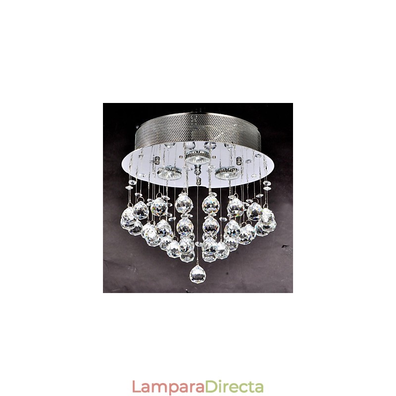 Lámpara empotrada clásica tradicional de metal cromado y cristal