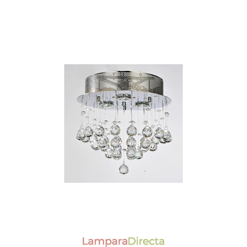 Lámpara empotrada clásica tradicional de metal cromado y cristal