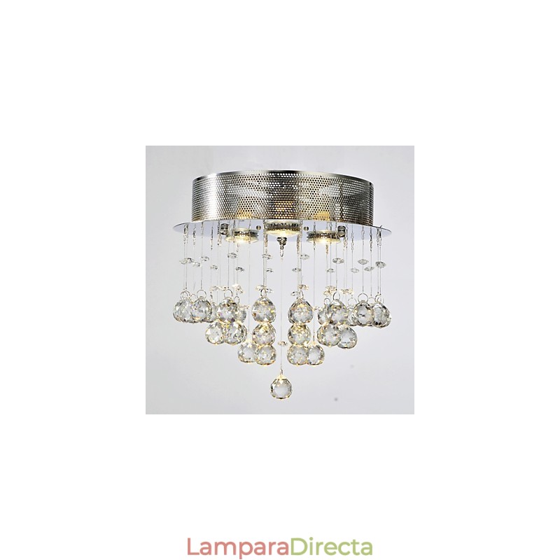 Lámpara empotrada clásica tradicional de metal cromado y cristal