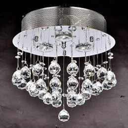 Lámpara empotrada clásica tradicional de metal cromado y cristal