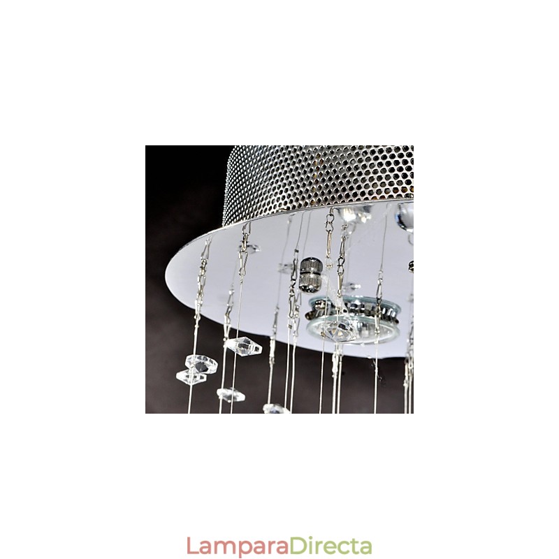 Lámpara empotrada clásica tradicional de metal cromado y cristal