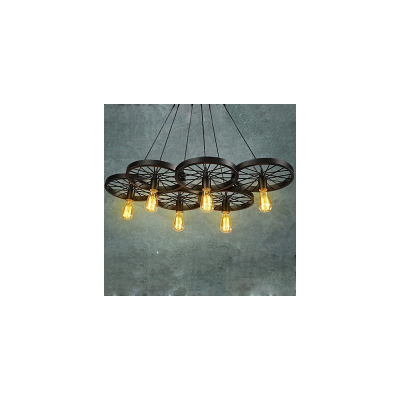 Lámpara colgante estilo loft con ruedas, estilo rústico, vintage, retro, estilo campestre, de metal y pintura.