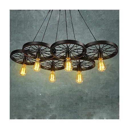Lámpara colgante estilo loft con ruedas, estilo rústico, vintage, retro, estilo campestre, de metal y pintura. Lámpara colgante estilo loft con ruedas, estilo rústico, vintage, retro, estilo campestre, de metal y pintura.