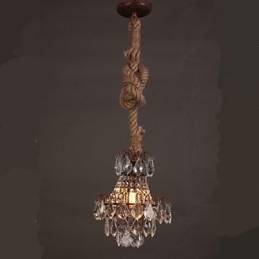 Lámpara de araña de cristal de imitación de viento industrial de cáñamo de estilo retro para salón
