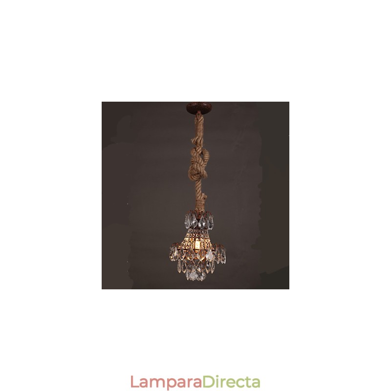 Lámpara de araña de cristal de imitación de viento industrial de cáñamo de estilo retro para salón