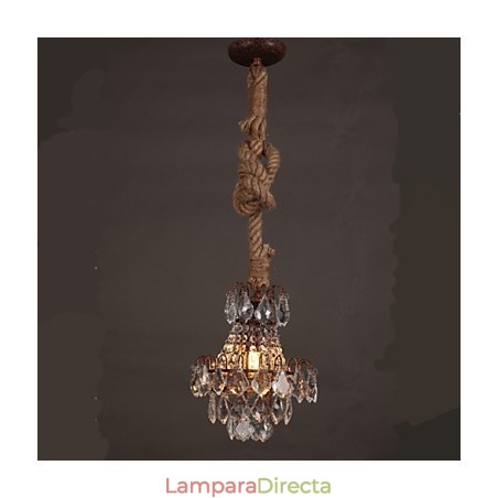 Lámpara de araña de cristal de imitación de viento industrial de cáñamo de estilo retro para salón Lámpara de araña de cristal de imitación de viento industrial de cáñamo de estilo retro para salón