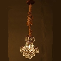 Lámpara de araña de cristal de imitación de viento industrial de cáñamo de estilo retro para salón