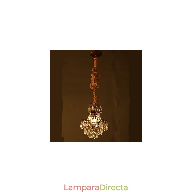 Lámpara de araña de cristal de imitación de viento industrial de cáñamo de estilo retro para salón