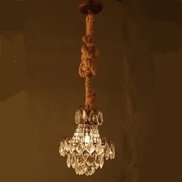 Lámpara de araña de cristal de imitación de viento industrial de cáñamo de estilo retro para salón