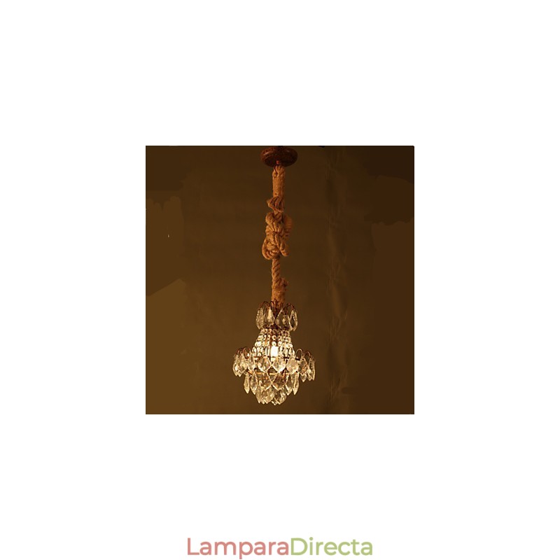Lámpara de araña de cristal de imitación de viento industrial de cáñamo de estilo retro para salón