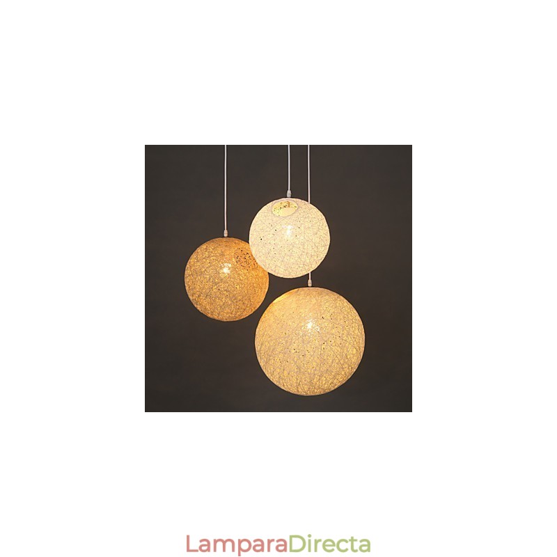 Lámpara colgante de cáñamo con forma esférica contemporánea y contraída.