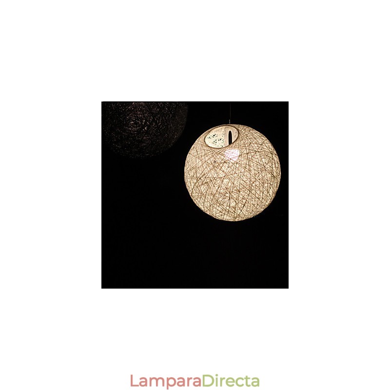 Lámpara colgante de cáñamo con forma esférica contemporánea y contraída.