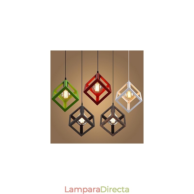 Lámpara de araña de hierro con forma de jaula de pájaros estilo retro americano