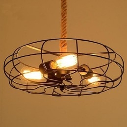 Lámpara de araña industrial creativa con cuerda de hierro americana vintage