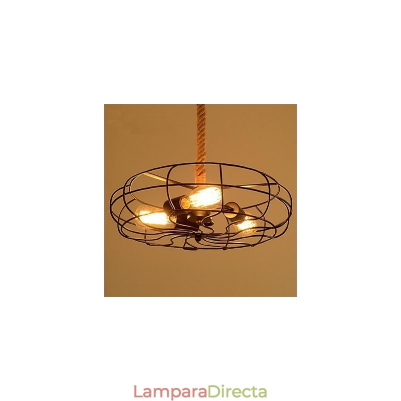 Lámpara de araña industrial creativa con cuerda de hierro americana vintage