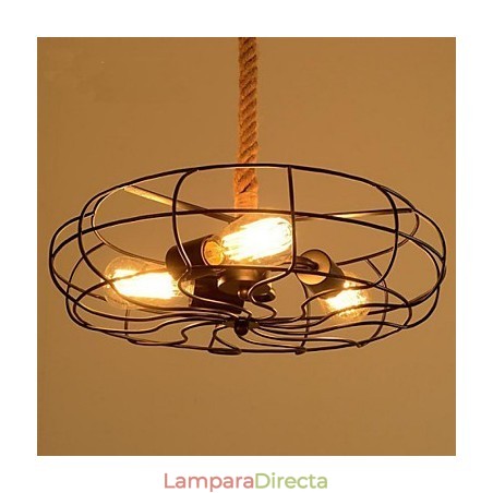 Lámpara de araña industrial creativa con cuerda de hierro americana vintage Lámpara de araña industrial creativa con cuerda de hierro americana vintage