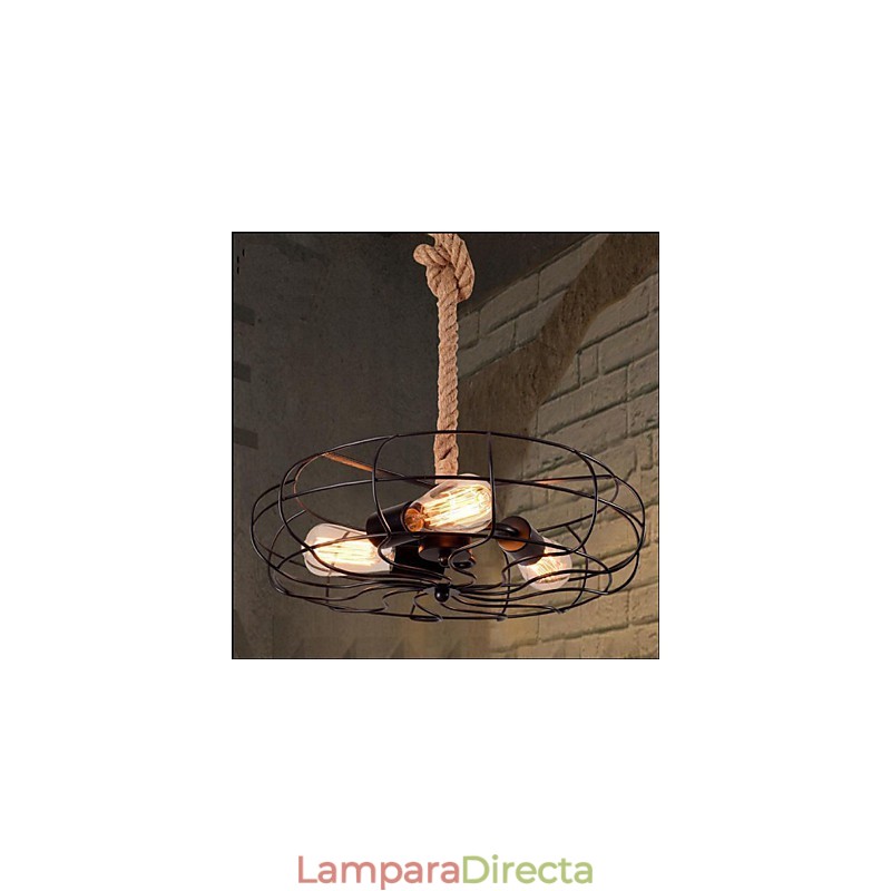 Lámpara de araña industrial creativa con cuerda de hierro americana vintage