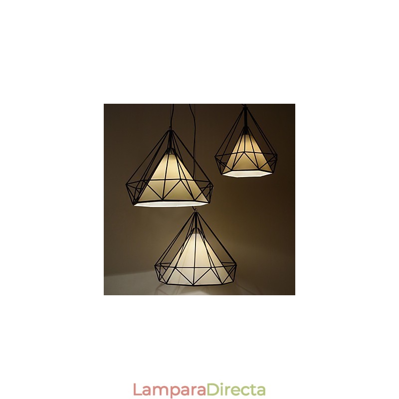 Lámpara colgante mini Diamond, 1 luz, moderna simplicidad, acabado en blanco y negro, de acero al carbono y tela.