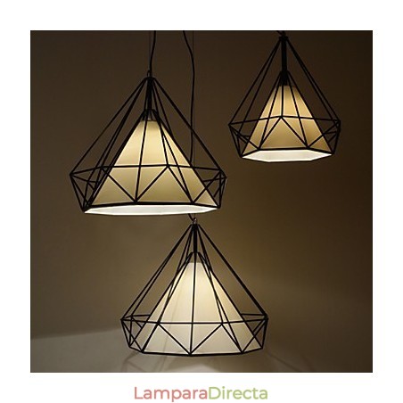 Lámpara colgante mini Diamond, 1 luz, moderna simplicidad, acabado en blanco y negro, de acero al carbono y tela. Lámpara colgante mini Diamond, 1 luz, moderna simplicidad, acabado en blanco y negro, de acero al carbono y tela.