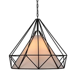 Lámpara colgante mini Diamond, 1 luz, moderna simplicidad, acabado en blanco y negro, de acero al carbono y tela.