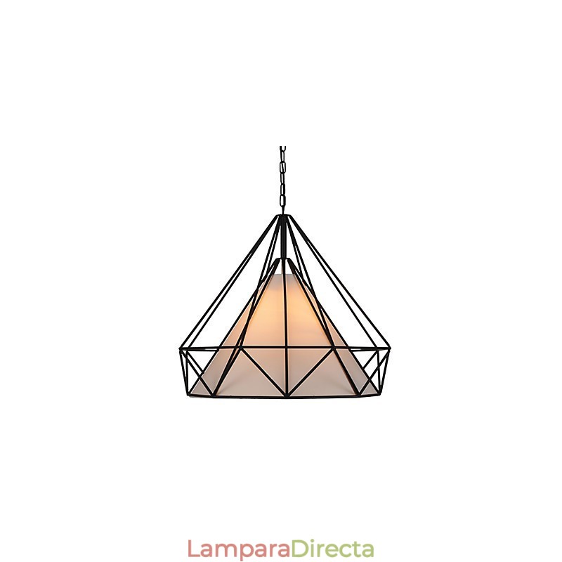 Lámpara colgante mini Diamond, 1 luz, moderna simplicidad, acabado en blanco y negro, de acero al carbono y tela.