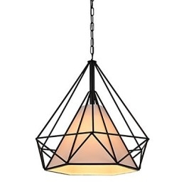 Lámpara colgante mini Diamond, 1 luz, moderna simplicidad, acabado en blanco y negro, de acero al carbono y tela.