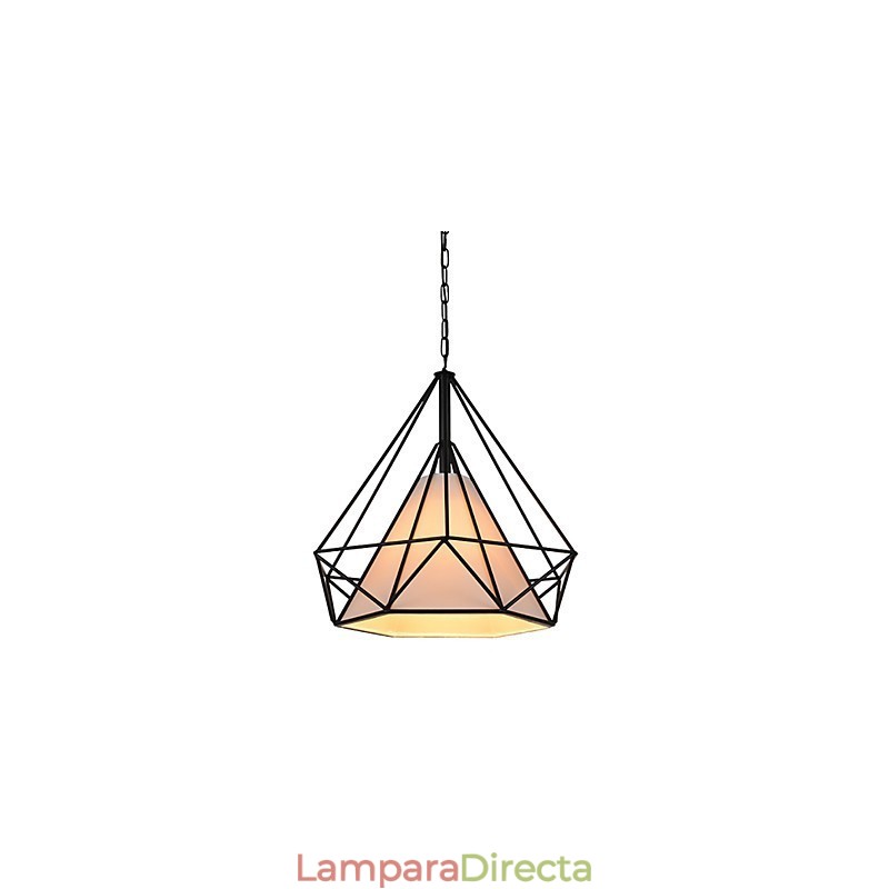 Lámpara colgante mini Diamond, 1 luz, moderna simplicidad, acabado en blanco y negro, de acero al carbono y tela.