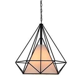 Lámpara colgante mini Diamond, 1 luz, moderna simplicidad, acabado en blanco y negro, de acero al carbono y tela.